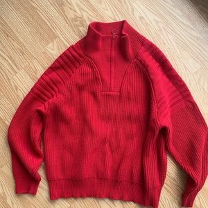 Frank & Oak Red Retro Apres Ski Sweater